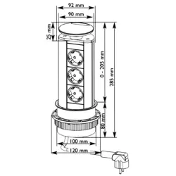 EVOline Port 3 Infällbar eluttag jordad svart lock