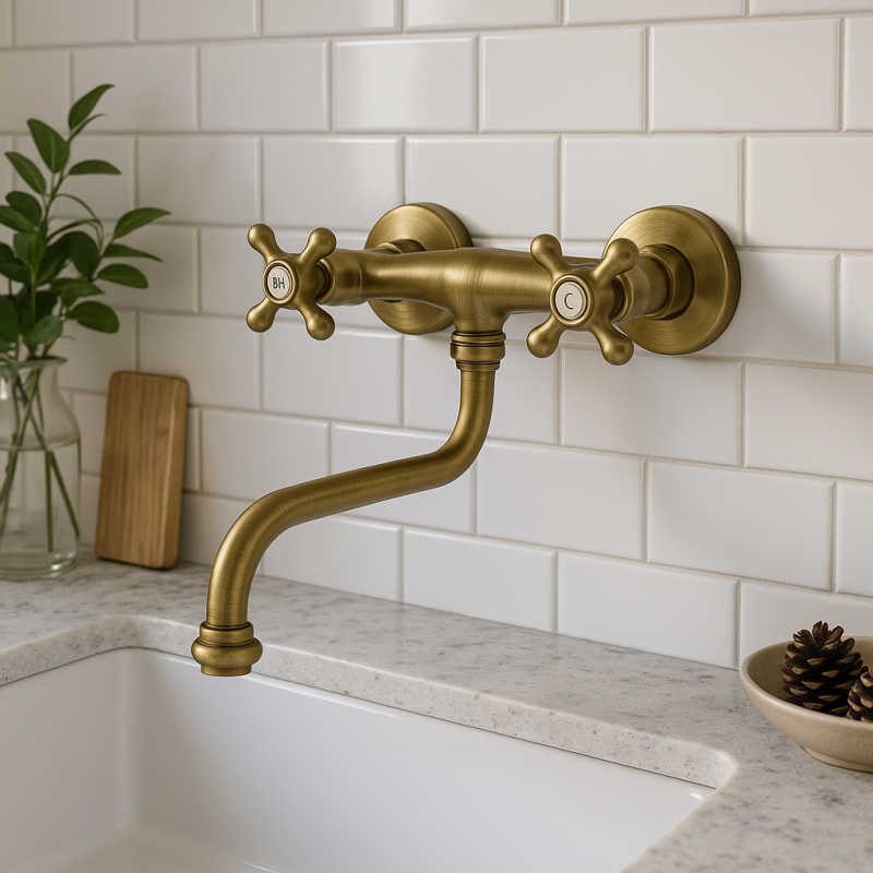 PB Nostalgisk kökskran Classic C väggkran Brons 10.2722