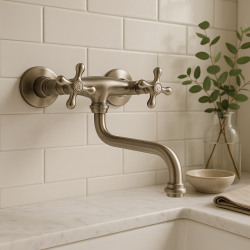 PB Nostalgisk kökskran Classic C väggkran rostfritt stål 10.2722