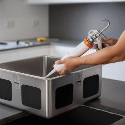 Syrfri Silikonlim för montering av undermonterade rostfria diskhoar