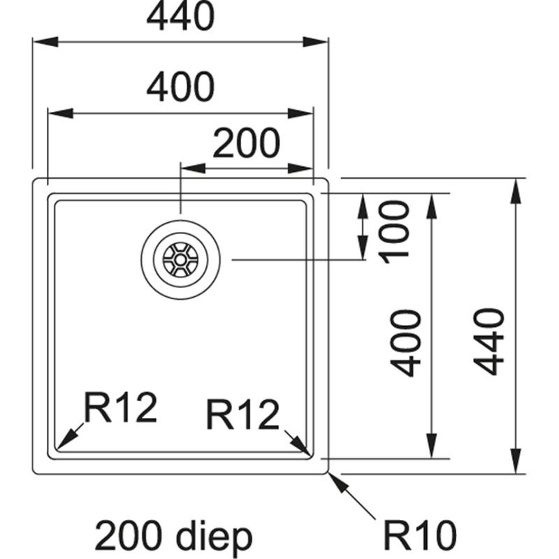 Franke Bolero Plus R12 BXX 110-40 rostfritt stål inbyggnadsho 40x40cm 122.0576.355