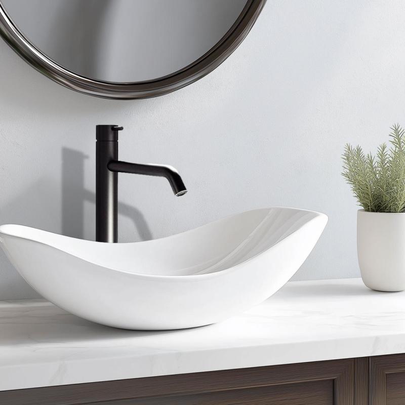 Waterevolution Flow hög tvättställsblandare för tvättställ inklusive click waste matt svart T115PR