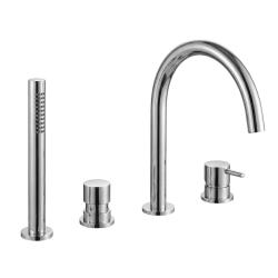 Waterevolution Flow 4-håls badblandare för badkarskantmontering Krom T13801