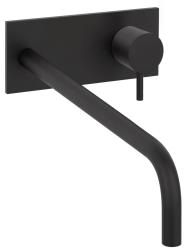 Waterevolution Flow inbyggnadstvättställsblandare med täckplatta matt svart med utloppspip 25 cm T1161BPR-25