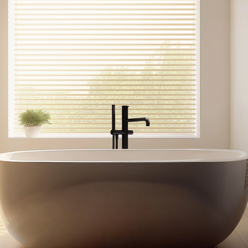 Waterevolution Flow fristående badkarblandare med handdusch matt svart T133PR