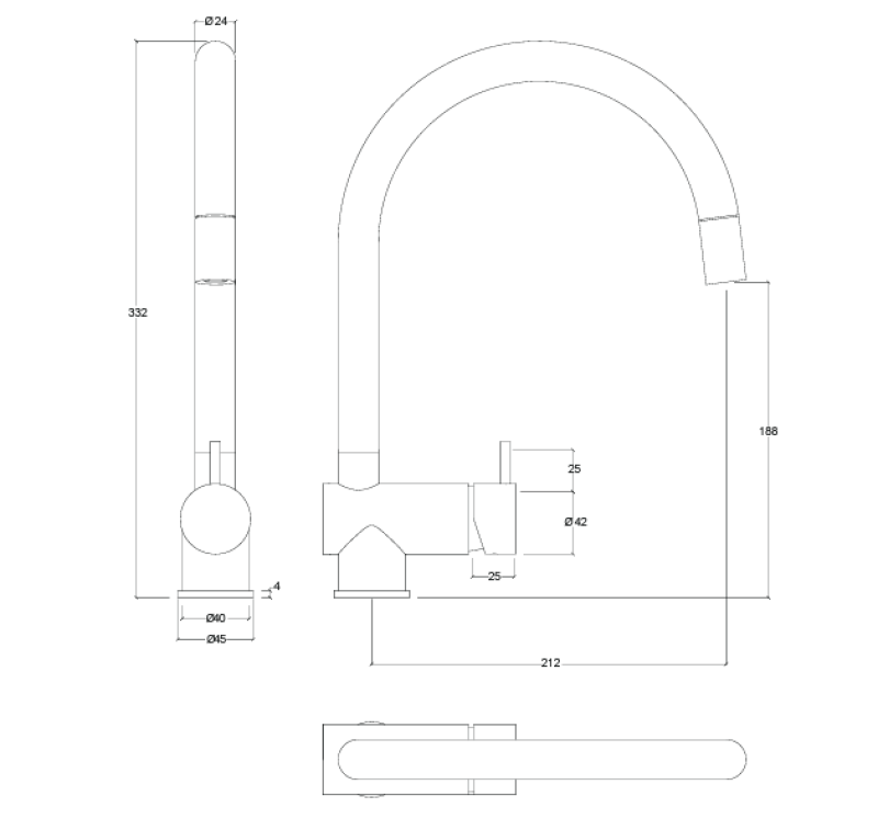 Waterevolution Flow köksblandare matt svart med utdragbar pip T155PR