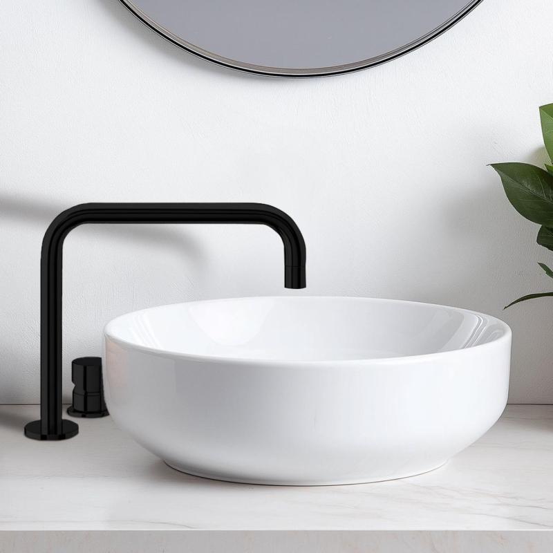 Waterevolution Flow 2-håls tvättställsblandare matt svart T112HPR