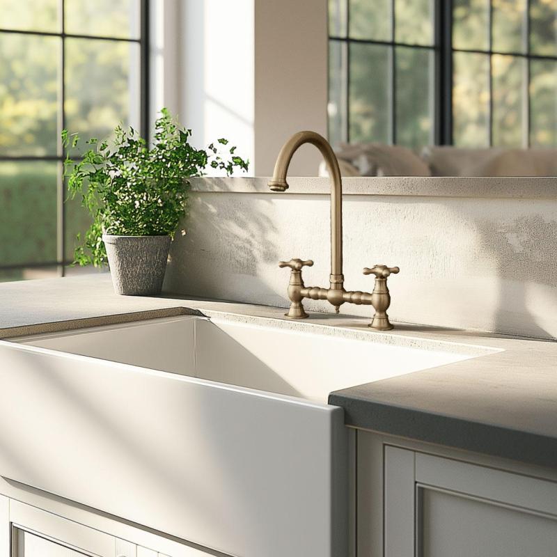 PB Nostalgisk Brokökkran Brons rund pip med stjärnhandtag PBN.BRO.R.ST