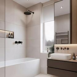 Waterevolution Flow inbyggd duschtermostat med rund rosett, matt svart 1208778082 T142TBPR