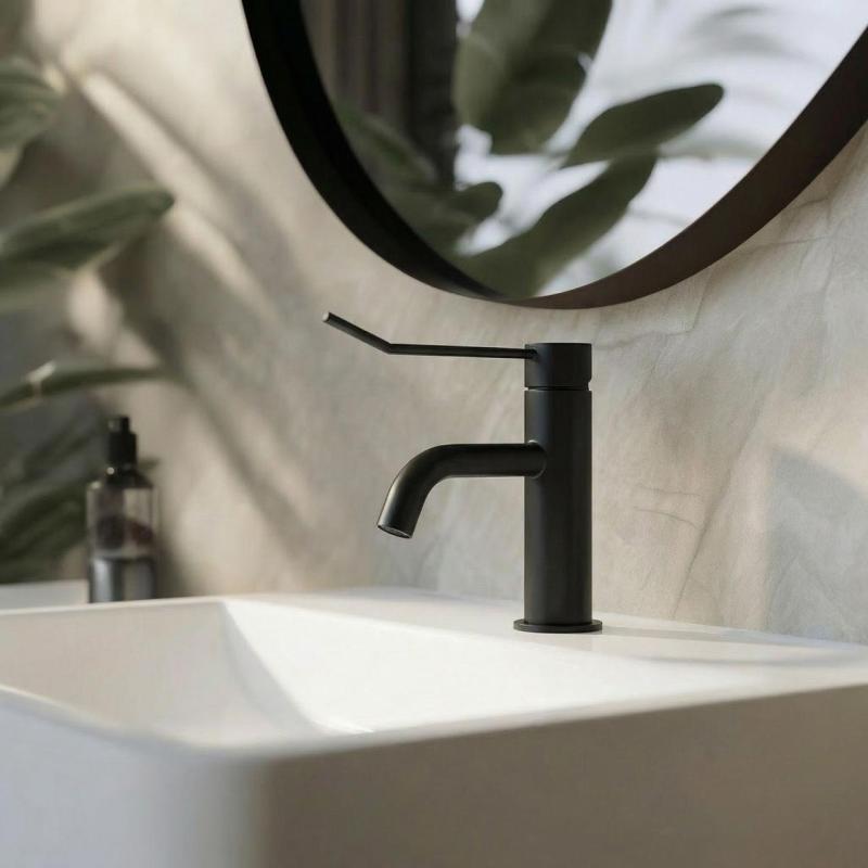 Waterevolution Flow tvättställsblandare inkl. klickplugg matt svart T111PR