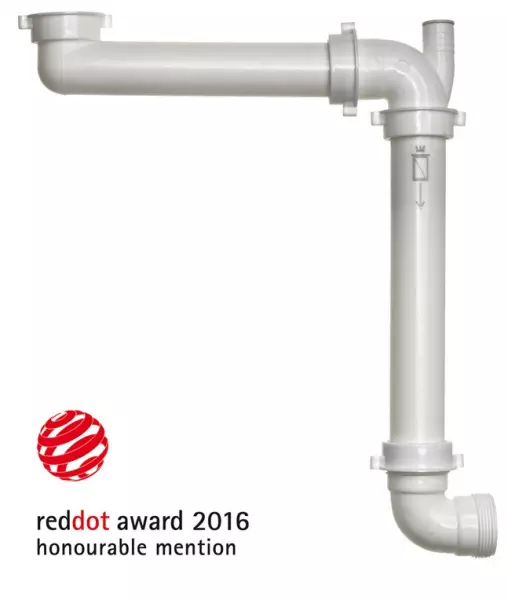 Utrymmesbesparande vattenlås red dot award för en diskbänk 1208816602