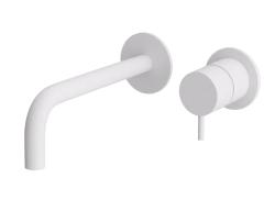 Waterevolution Flow inbyggd tvättställsblandare matt vit med utlopp 15 cm T116BBR-15