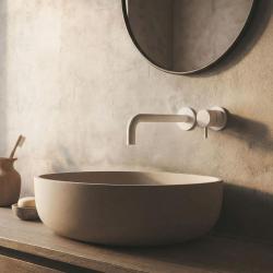 Waterevolution Flow inbyggd tvättställsblandare matt vit med utlopp 15 cm T116BBR-15