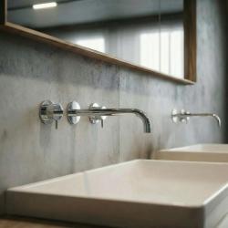 Waterevolution Flow 3-håls infälld tvättställsblandare krom med utlopp 21 cm T1163F01-21