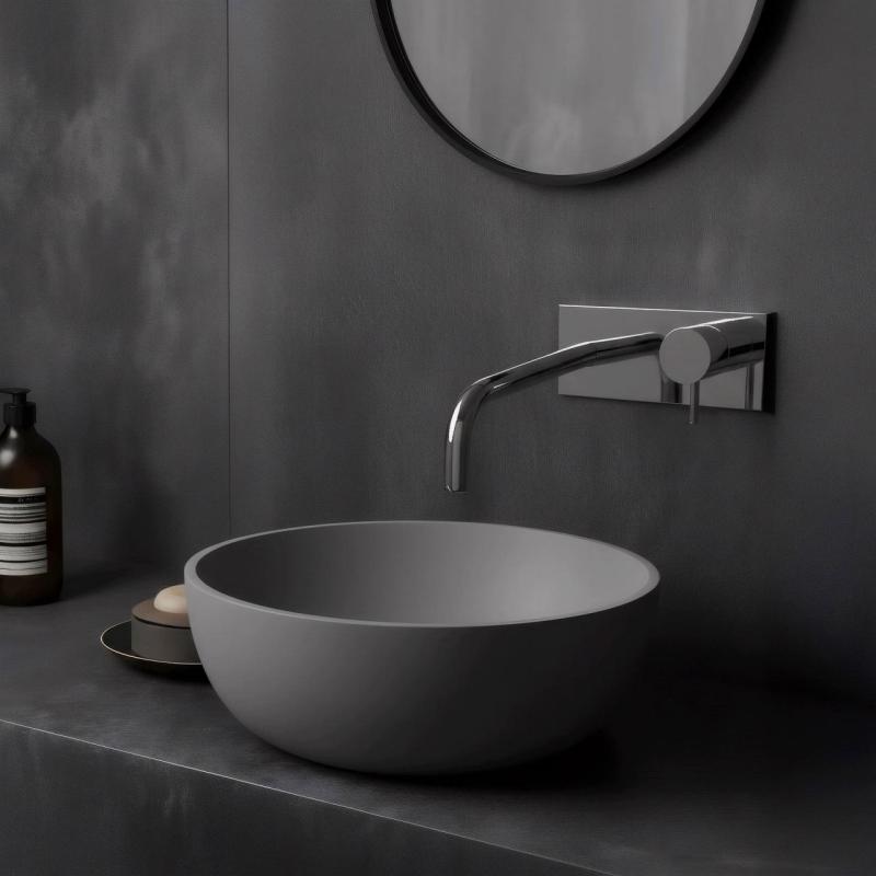 Waterevolution Flow inbyggd tvättställsblandare med täckplatta krom med utloppspip 21 cm T1161B01-21