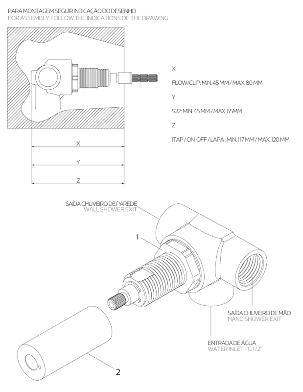 Waterevolution Flow inbyggd duschtermostat med 2 utlopp helt i rostfritt stål 1208852642