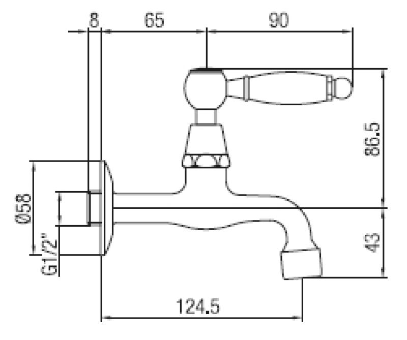 PB klassisk väggmonterad fontänkran med vit handtag för kallvatten, krom 1208853472