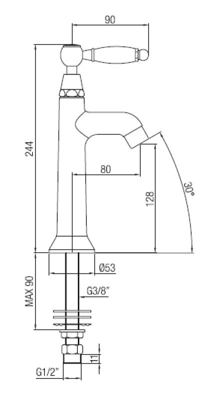 PB klassisk fontänkran med vitt handtag för kallvatten med rostfritt stål 1208853932