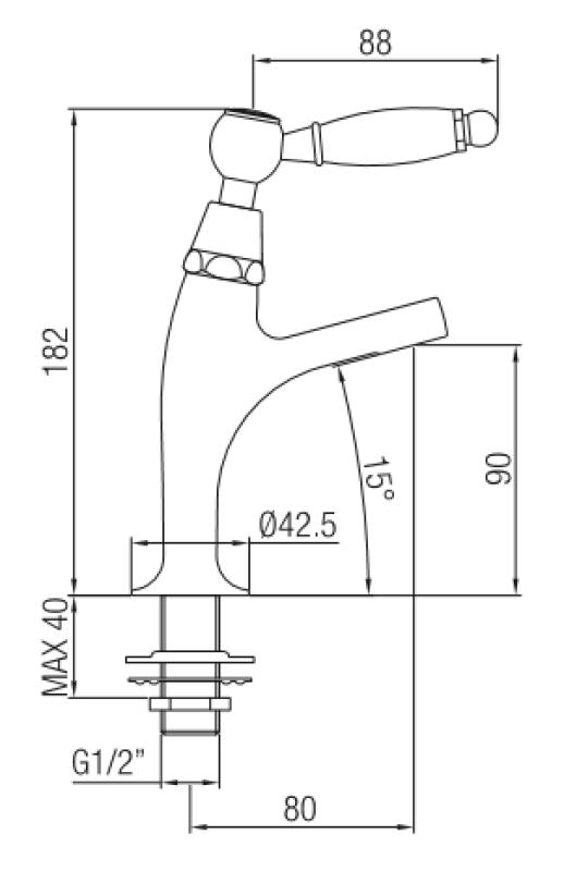 PB klassisk fontänkran med vit handtag kallvatten liten modell krom 1208854162