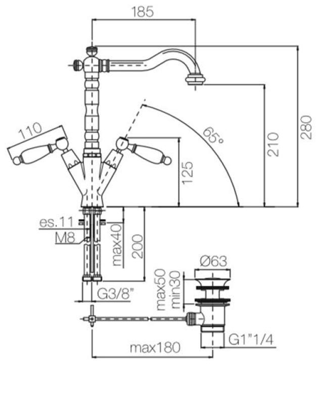 PB klassisk kran handfatblandare Vita handtag pip 18,5 cm Krom 1208854292