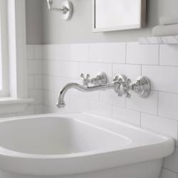 PB klassisk infälld väggmonterad kran med stjärnhandtag 25 cm utloppspip Krom 1208855112