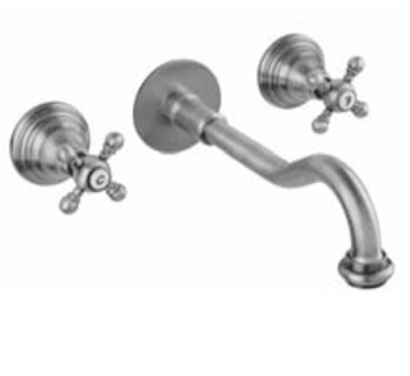 PB klassisk inbyggd väggmonterad kran med stjärnhandtag 25 cm pip i rostfritt stål 1208855132