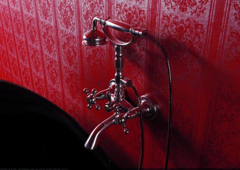 PB klassisk kran, påbyggnadsbadrumskran med kraftiga knoppar, krom, inklusive handdusch 1208855152