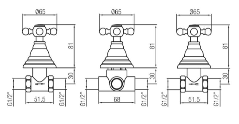 PB klassisk 2-vägs inbyggd duschset med omkastare med stjärnknappar Brons 1208855372