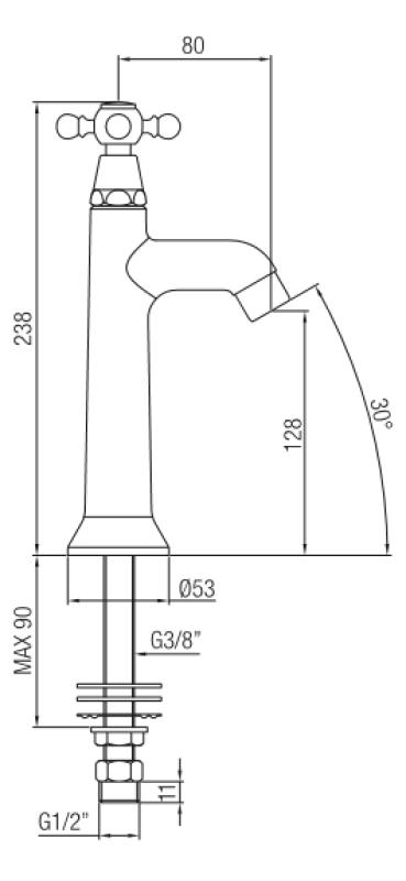 PB klassisk fontänkran med stjärnknopp för kallvatten krom 1208855532