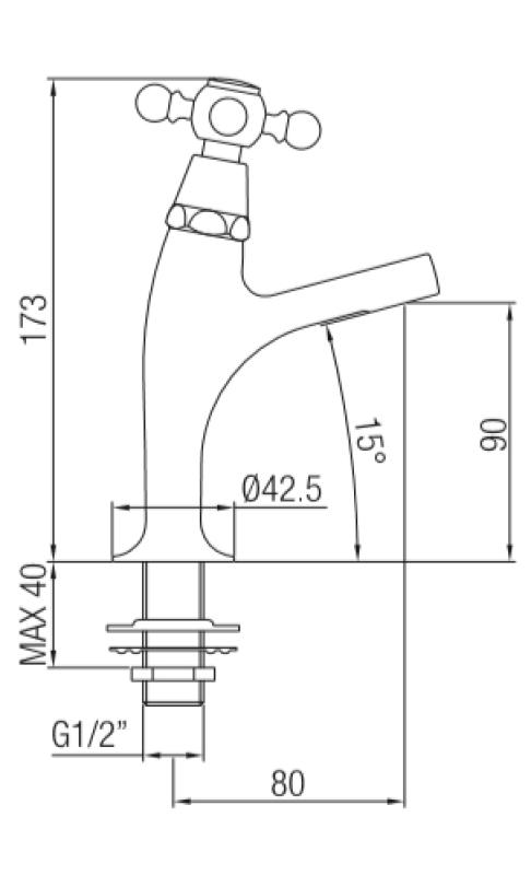 PB klassisk fontänkran med stjärnknopp kallvatten liten modell rostfritt stål 1208855702