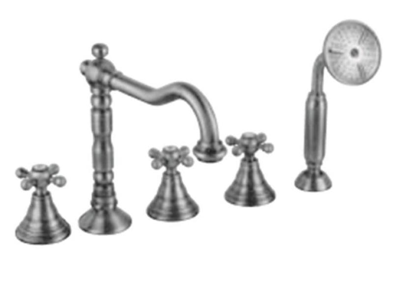 PB klassisk 5-håls badkarskran med stjärnknoppar i rostfritt stål 1208855792