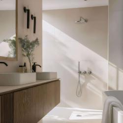 Waterevolution Flow inbyggd duschset med termostat, regndusch och handdusch i massivt rostfritt stål 1208889792