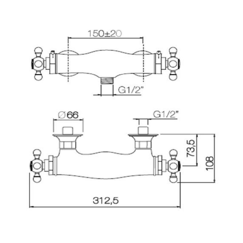 PB klassisk Duschtermostat Krom 1208898972