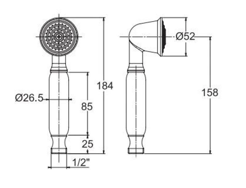 PB klassisk handdusch med vitt handtag krom 1208916142