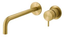 Waterevolution Flow inbyggd tvättställsblandare i borstat mässing med utlopp 21 cm T116BLE-21