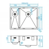 Caressi anderhalve spoelbak RVS CAPP1534R6R0 B34+B15xL40xD18.5cm opbouw onderbouw vlakinbouw 1208920590