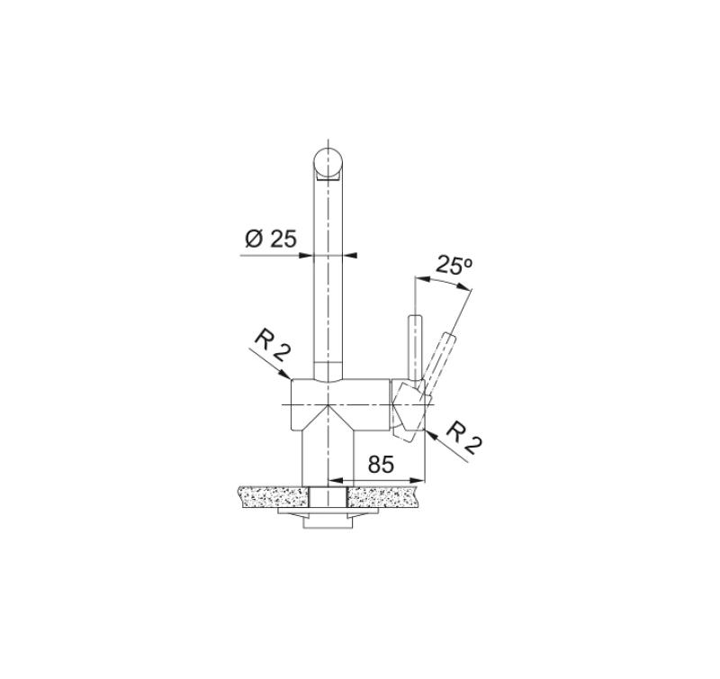 Franke massiv rostfritt stål Kökskran Atlas Neo svängbar pip 115.0521.435