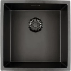 Caressi Black Line svart Quartz diskho 40 cm planmontering CAGRPP40BK-FL med svart korgpropp 1208921303