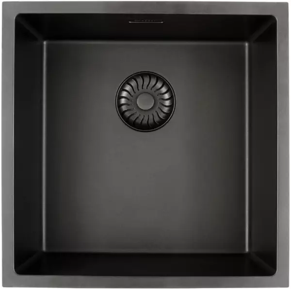 Caressi Black Line svart Quartz diskho 40 cm planmontering CAGRPP40BK-FL med svart korgpropp 1208921303