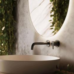 Waterevolution Flow Inbyggd tvättställsblandare PVD Gun Metal med utlopp 15 cm T116BME-15