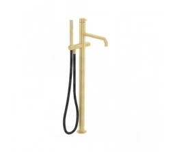 Waterevolution Flow fristående badkarblandare med handdusch Light Gold T133WGE