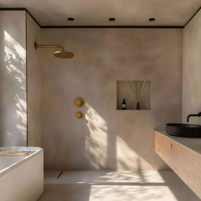 Waterrevolution Flow inbyggd duschtermostat med 1 omkastningsventil i borstad mässing