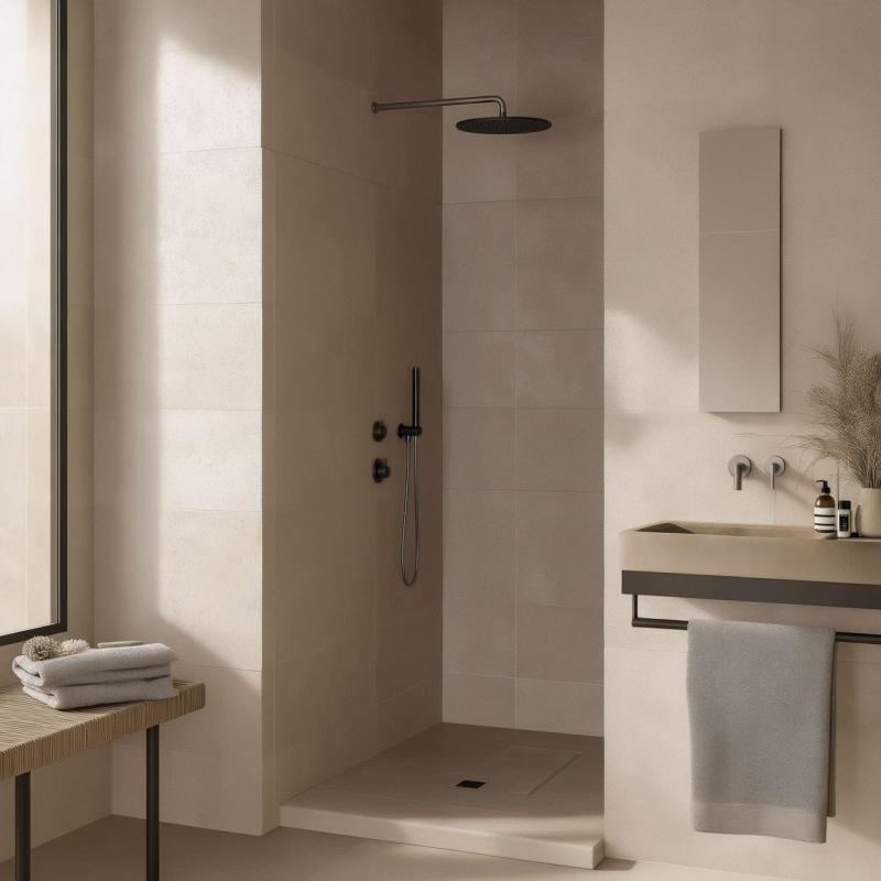 Waterevolution Flow inbyggd duschtermostat med 1 omställningskran, gun metal 1208948849