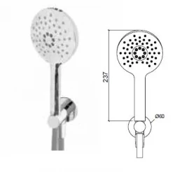 Waterevolution Flow rund handduschset komplett med vägganslutning helt i rostfritt stål T1621RIE