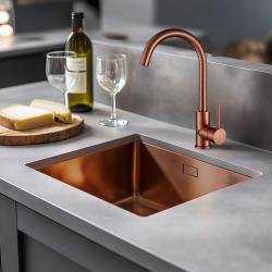 Lorreine 40SP Copper Luxe RVS-diskho kopparfärgad PVD Copper 40x40 undermonterad, planmonterad och toppmonterad 1208952365