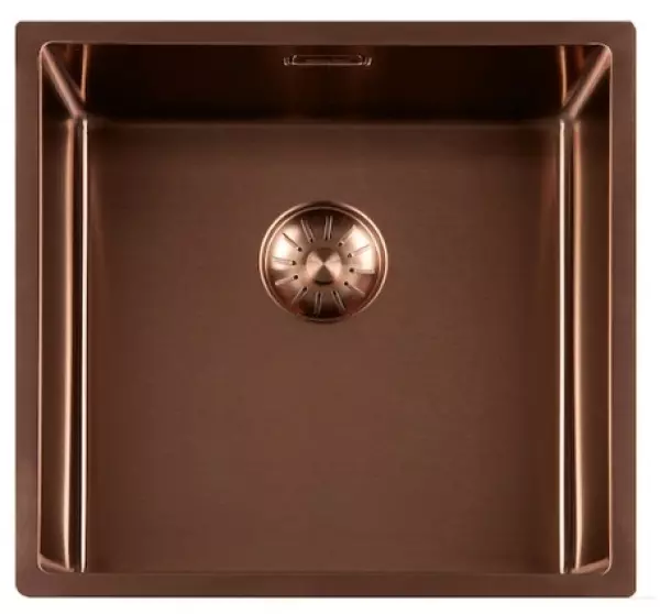 Lorreine 40SP Copper Luxe RVS-diskho kopparfärgad PVD Copper 40x40 undermonterad, planmonterad och toppmonterad 1208952365