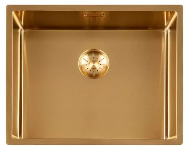 Lorreine 50SP-Gold Luxe Rostfritt Stål Diskbänk PVD Guld 50x40 undermontering planmontering och ovanpåmontering 1208952368