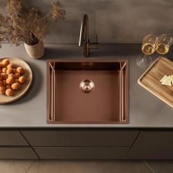 Lorreine 50SP-Copper Luxe RVS handfat kopparfärg PVD Copper 50x40 undermontering, planmontering och ovanpå montering 1208952369