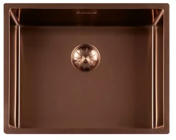 Lorreine 50SP-Copper Luxe RVS handfat kopparfärg PVD Copper 50x40 undermontering, planmontering och ovanpå montering 1208952369