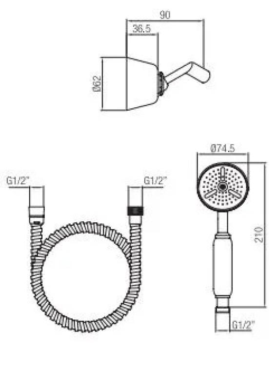 PB klassisk handduschset med upphängningskrok brons 1208952420